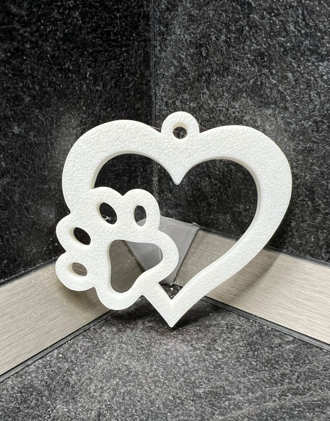 keychain heart paw