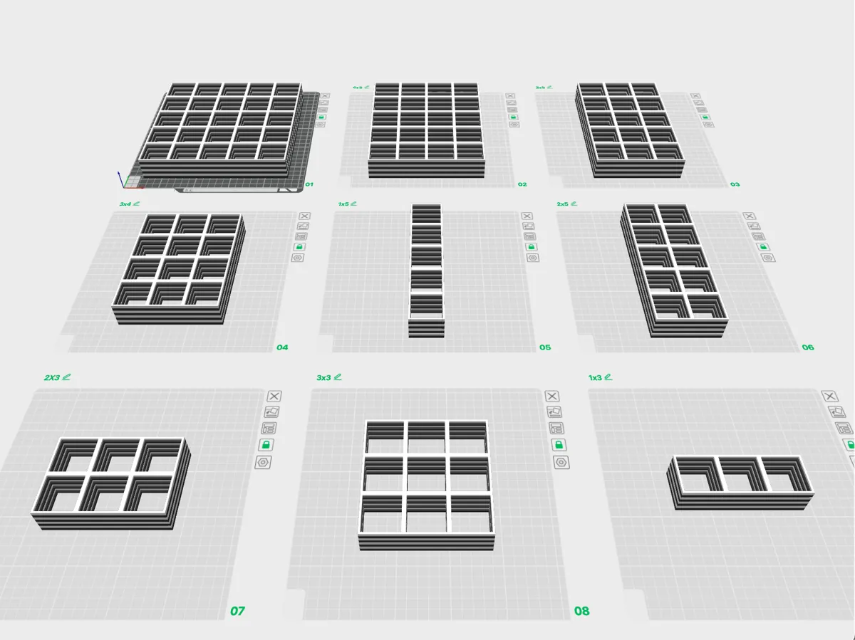 Gridfinity MANY SIZES superlight base stacked 8x