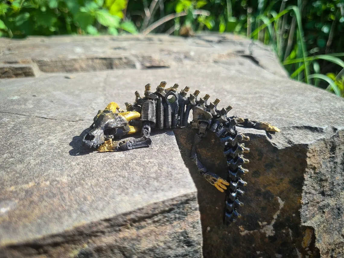 Wingless articulated skeleton dragon