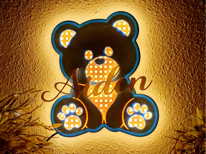Bear Rattan-Style Night Ligh