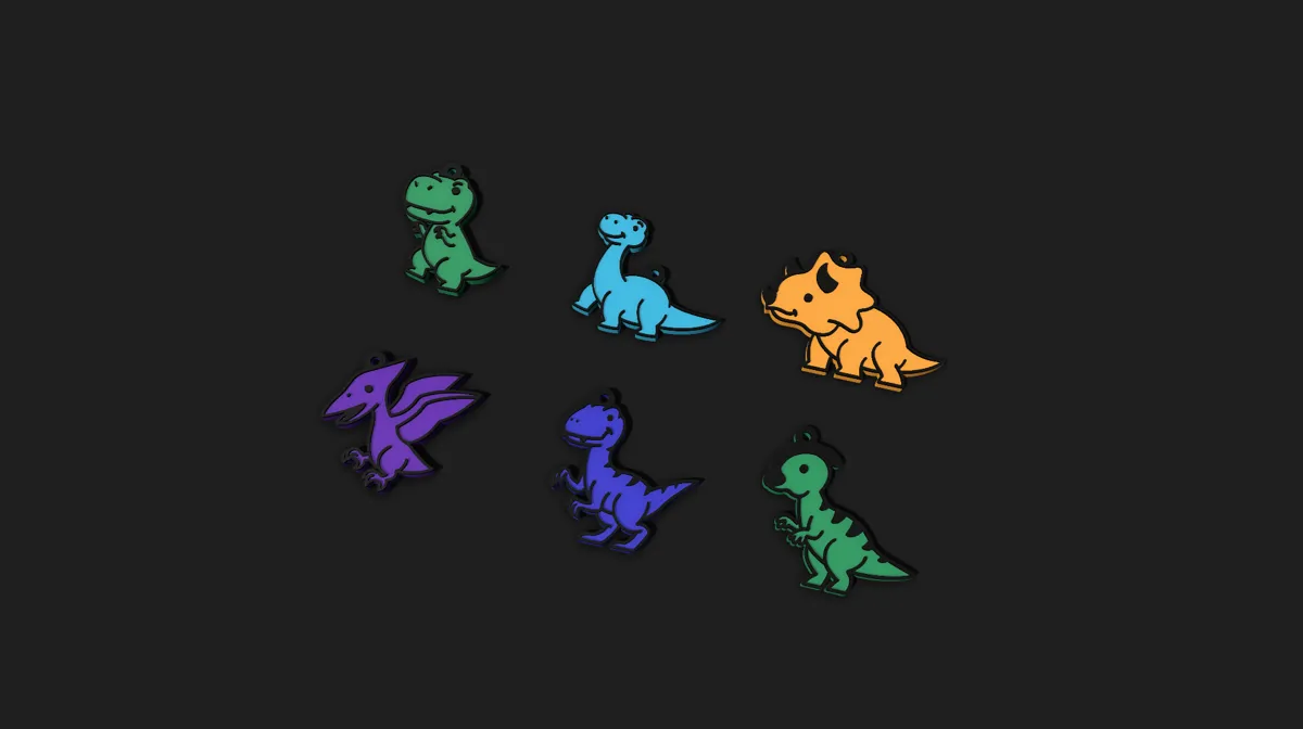 CUTE BABY DINO FREE KEYCHAINS SET OF 6