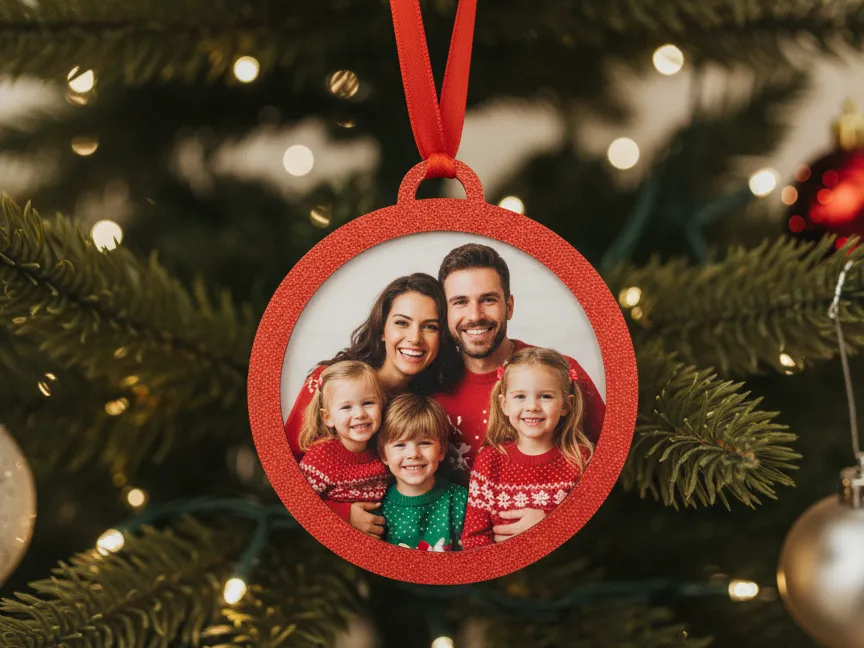 Round Photo Frame Ornament - Snap-Fit