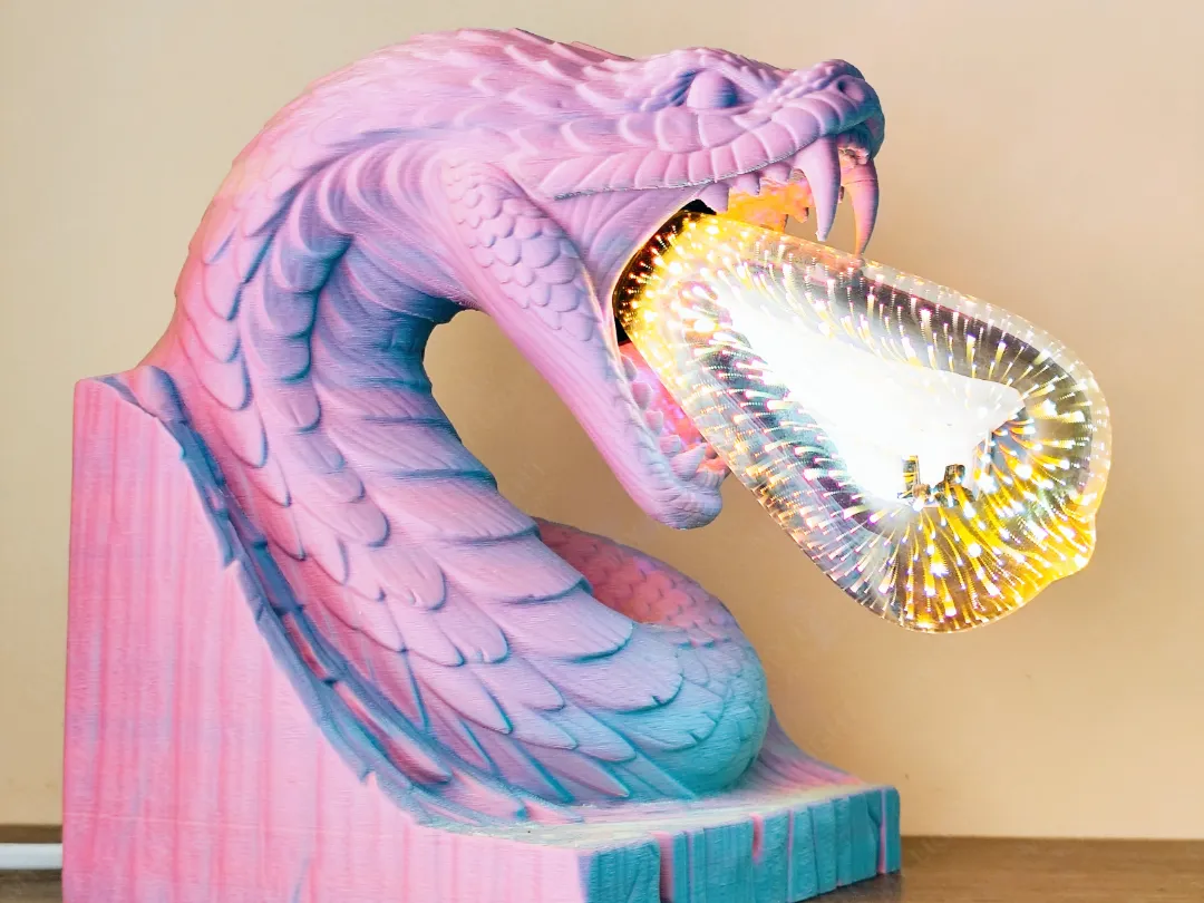 Carved Serpent Lamp