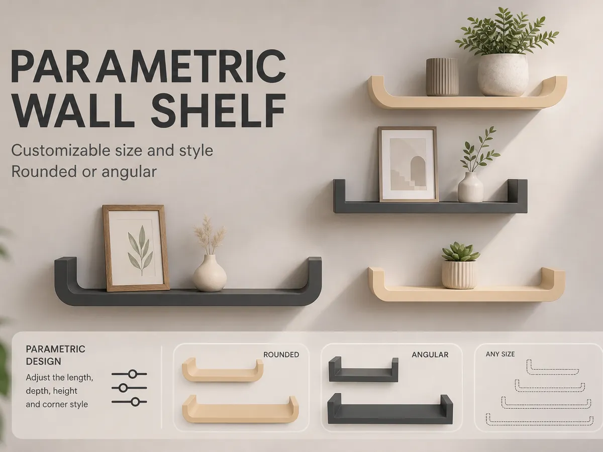 Parametric Wall Shelf with Hidden Keyhole Mount