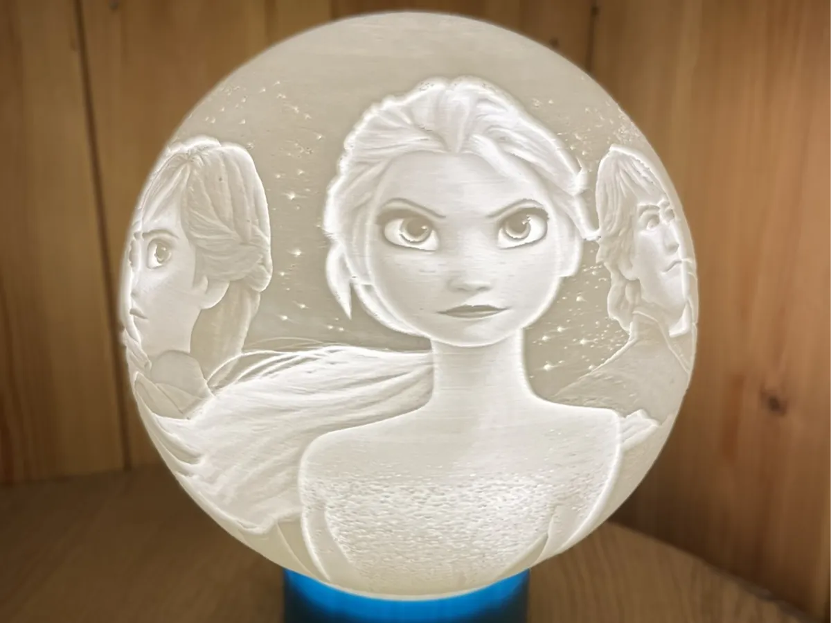 Frozen Lithophane Lamp (with MH001 LED Insert) - Lithophane Lamps, in stock