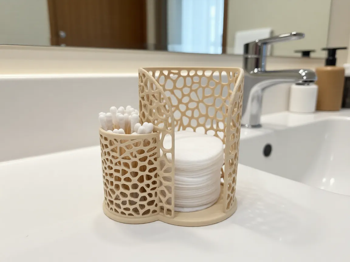 Voronoi Mesh Cotton Pad & Q-Tip Organizer