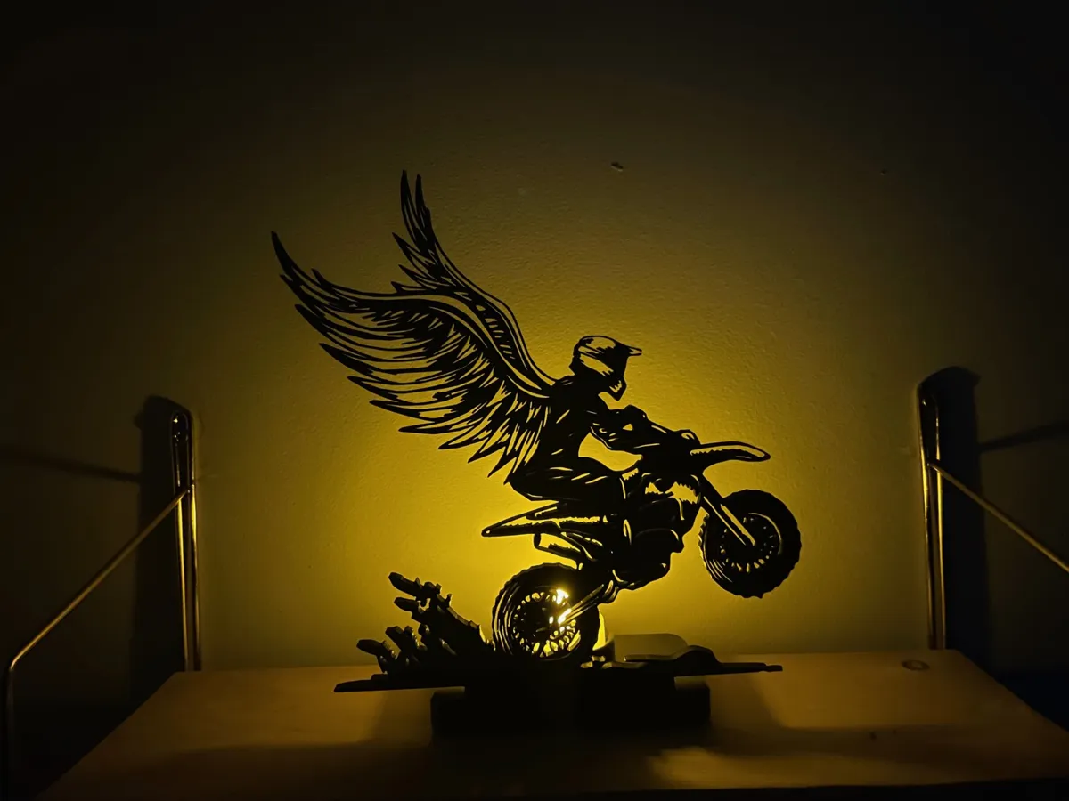 Winged Motocross Tealight Candle Holder, photo 2 of 4 - Winged Motocross Tealight Candle Holder Home Decor Items