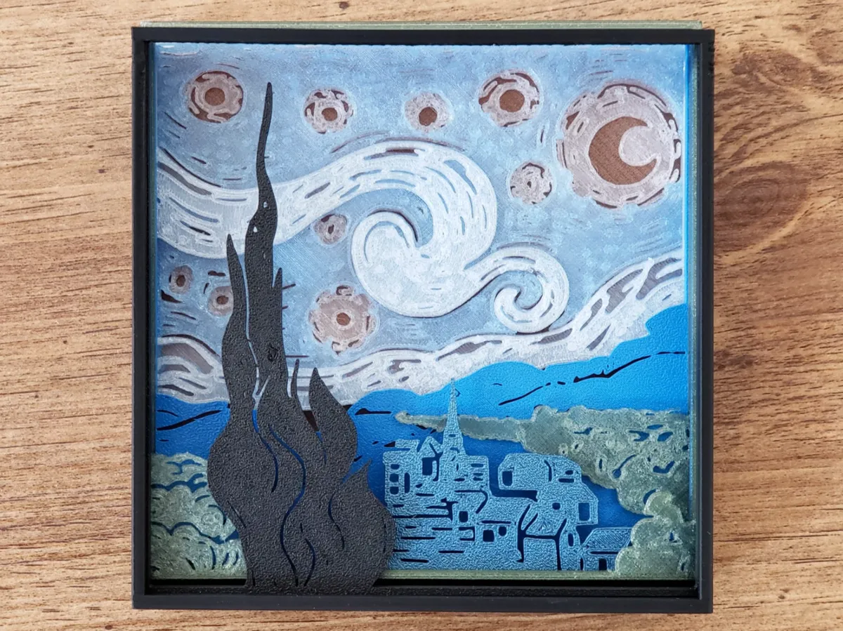 The Starry Night Layered Art - Shadow Box