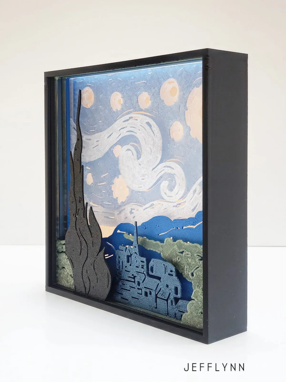 The Starry Night Layered Art - Shadow Box, photo 3 of 4 - The Starry Night Layered Art - Shadow Box Home Decor Items