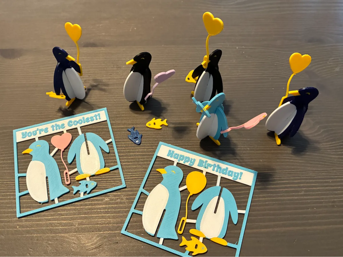 Penguin Kit Card with Heart Balloon