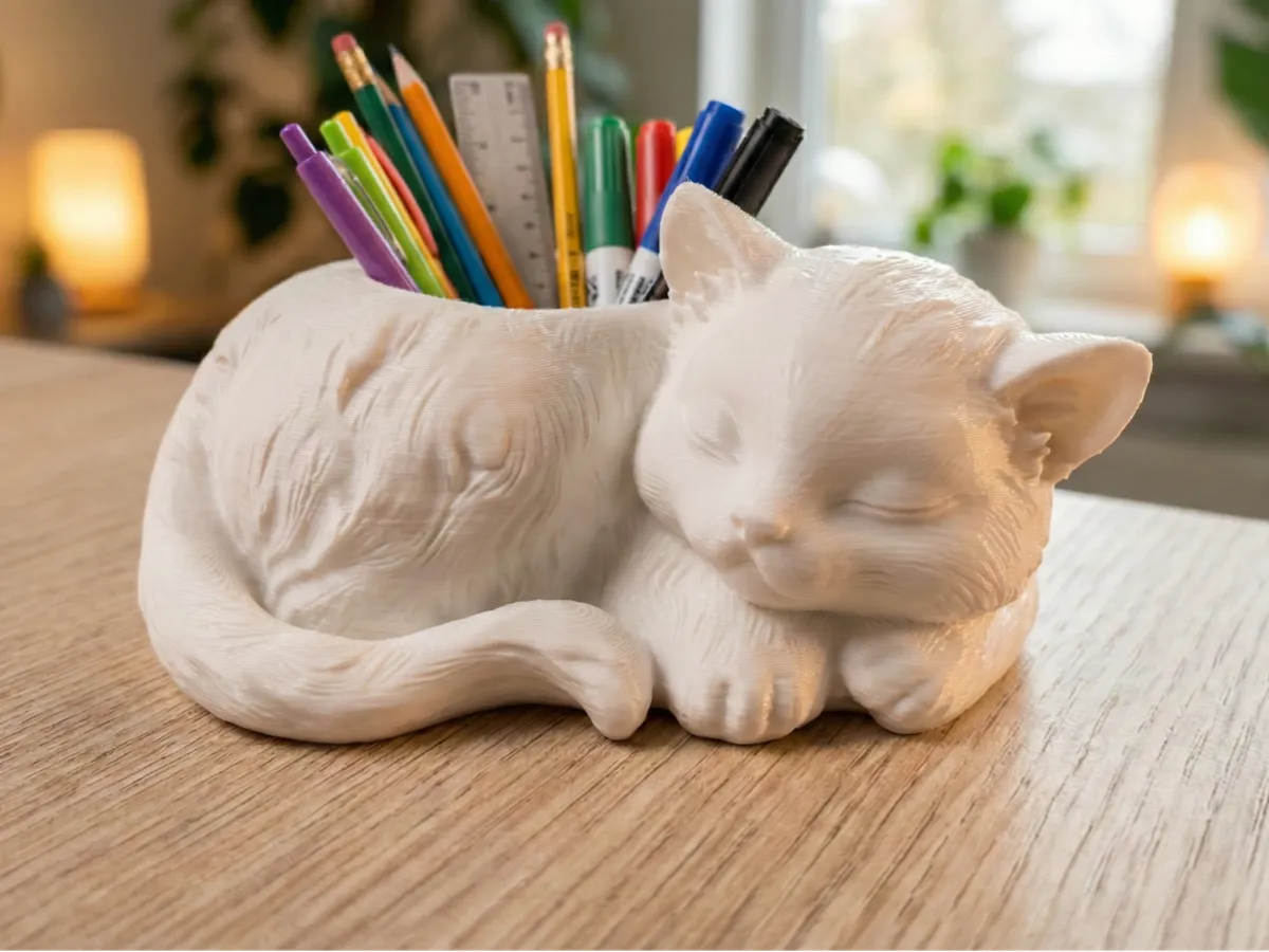 Sleepy Cat Pen Holder & Desk Organizer