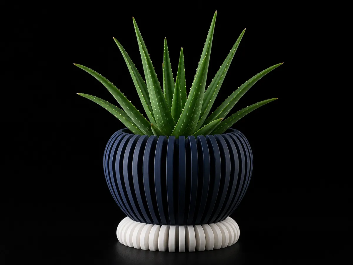 Ribbed Pot with Saucer - Decor, in stock in India