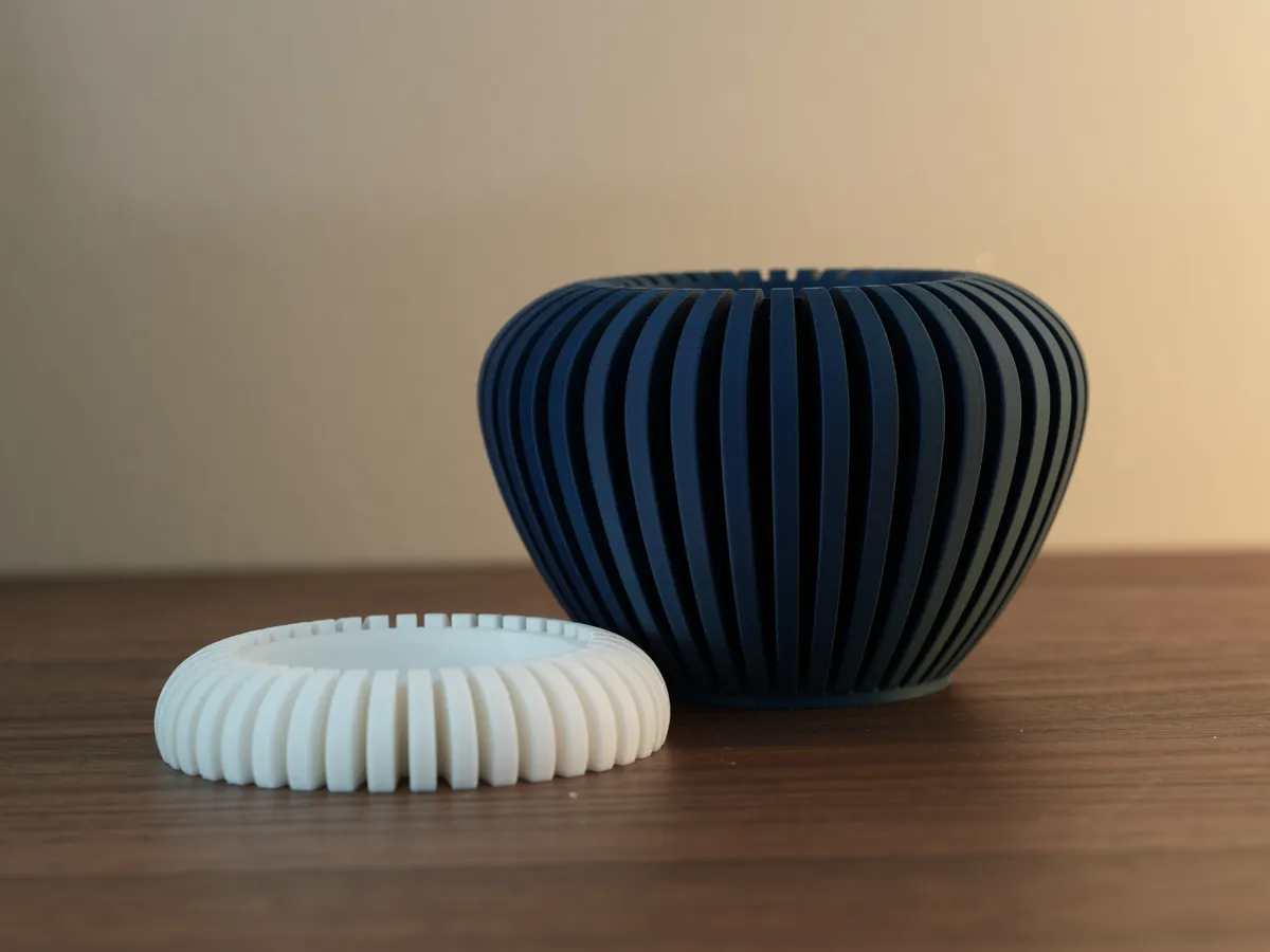 Ribbed Pot with Saucer, photo 4 of 4 - Ribbed Pot with Saucer Household
