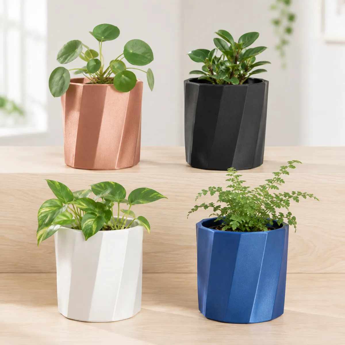 Mai Bloom Facet Wave Watertight Planter Collection, photo 3 of 4 - Mai Bloom Facet Wave Watertight Planter Collection Garden & Outdoor