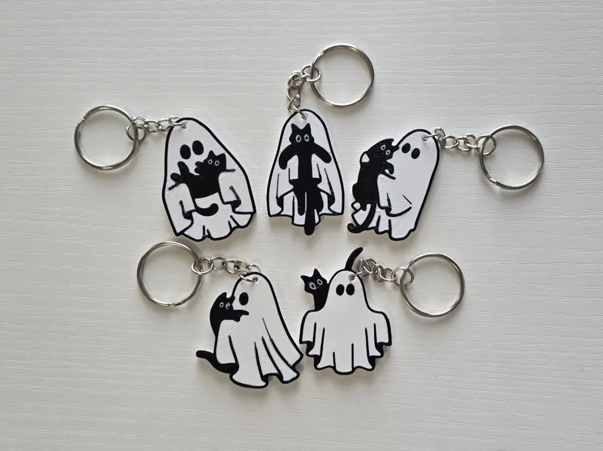 Ghost and Black Cat Keychains