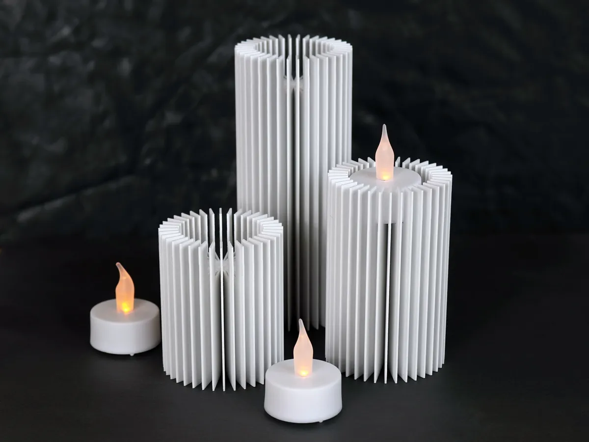 Pillars of Light: Minimalist Tealight Holder Set, photo 3 of 4 - Pillars of Light: Minimalist Tealight Holder Set Household