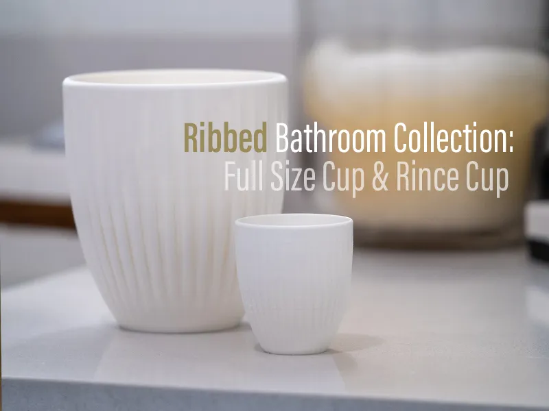 Ribbed Bathroom Collection: Full Cup & Rinse Cup - Bathroom Shelves & Organisers, in stock in India