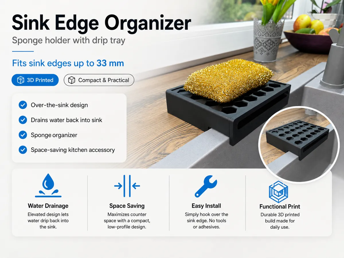 Sink Edge Organizer with Direct Drip Tray