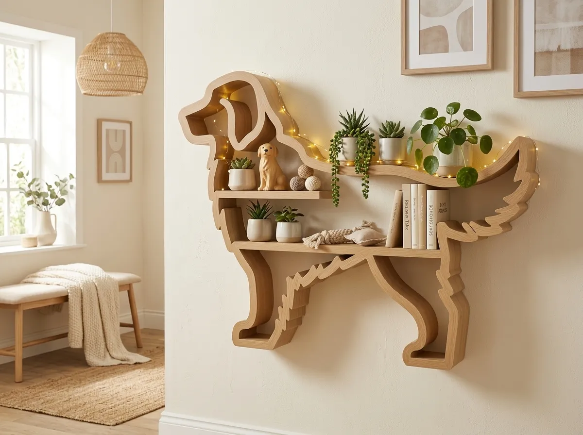 Golden Retriever Shelf Set, Wall & Tabletop, photo 2 of 4 - Golden Retriever Shelf Set, Wall & Tabletop Storage & Organisation