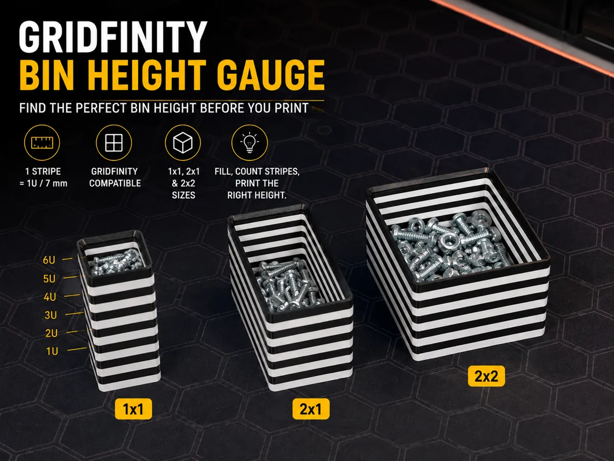Gridfinity Bin Height Gauge, 1x1, 2x1, 2x2 Bins - Organizers, in stock in India