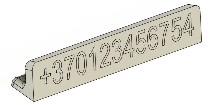 Parametric Phone Number Display Plate, photo 2 of 2 - Parametric Phone Number Display Plate Hobby & DIY