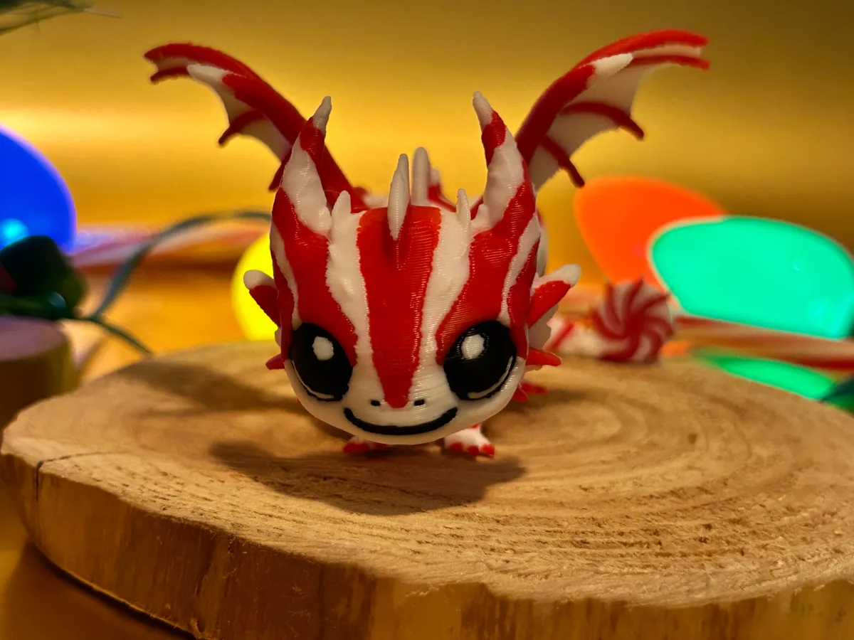 Candy Cane Dragon articulating, photo 3 of 4 - Candy Cane Dragon articulating Miniatures