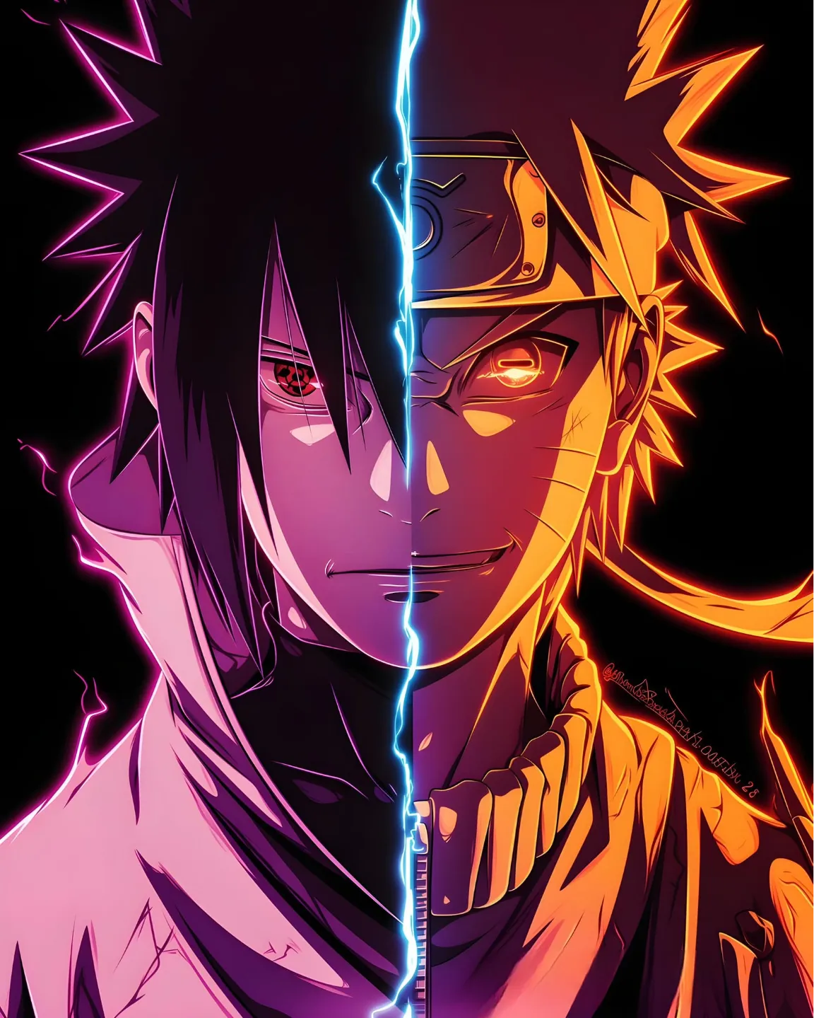 Sasuke and Naruto Half - 2D Art, in stock in India
