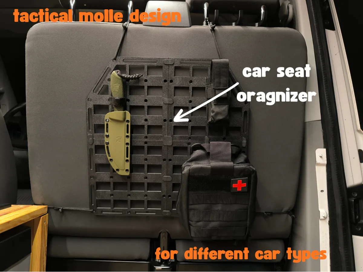 tactical molle car seat organizer / plate
