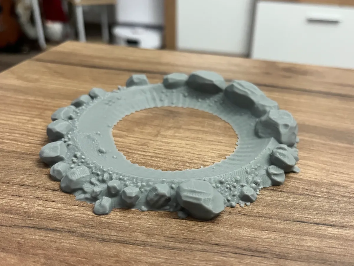 Crater terrain with rocks