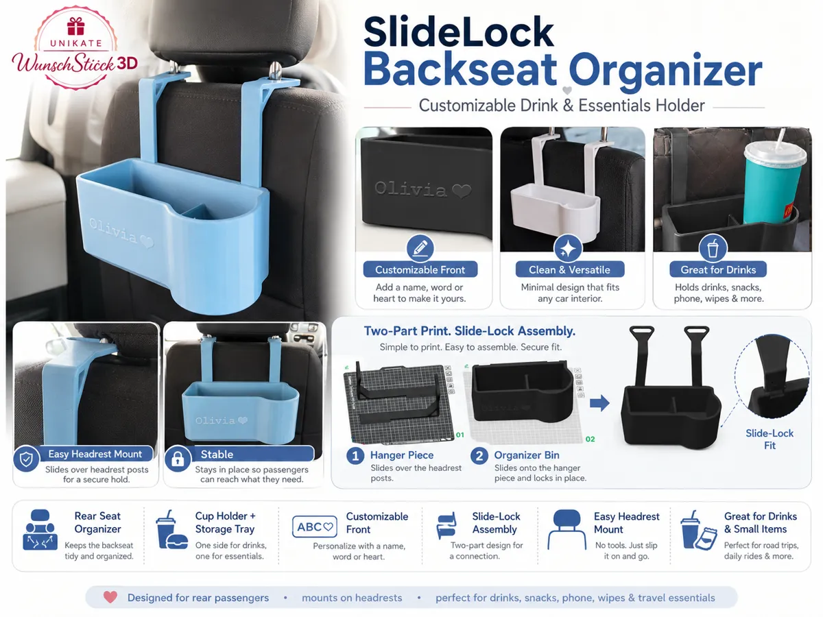 Backseat Organizer Customizable Drink Holder