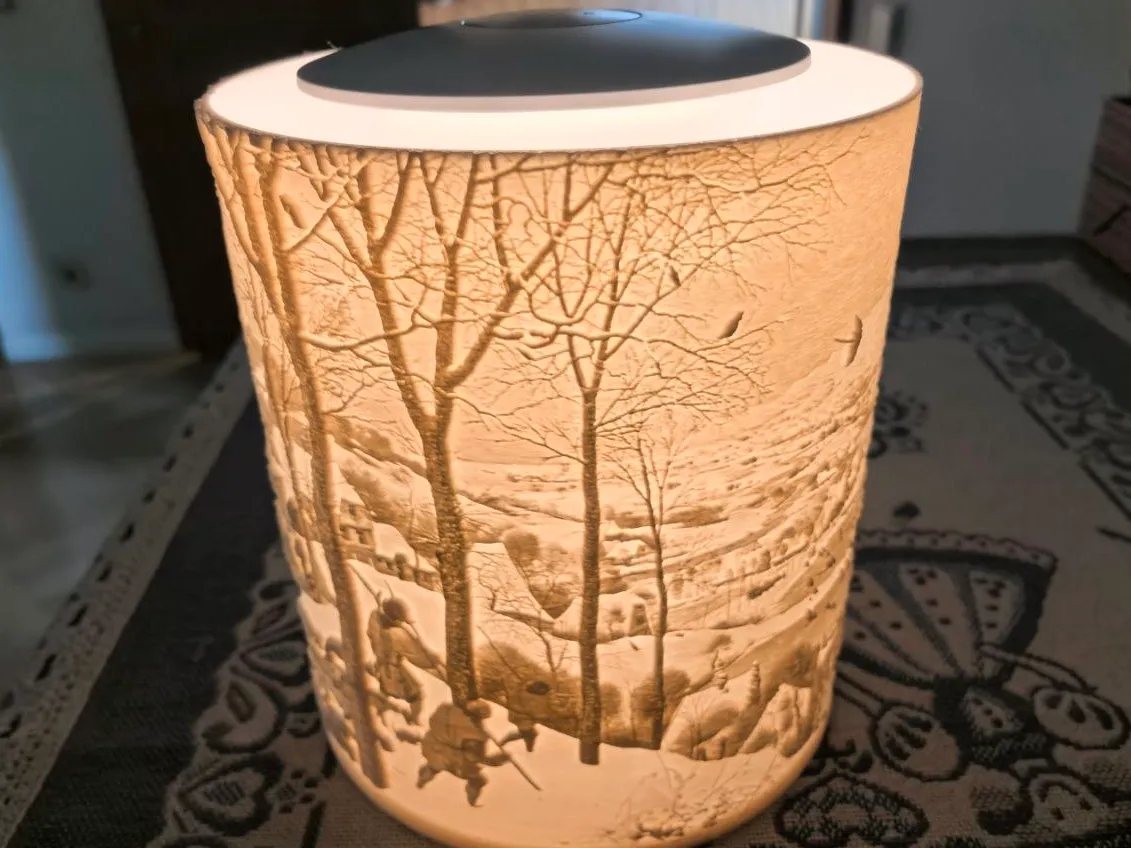 Hunters in the Snow Lithophane Lamp - Photo Art & Lithophanes, in stock in India