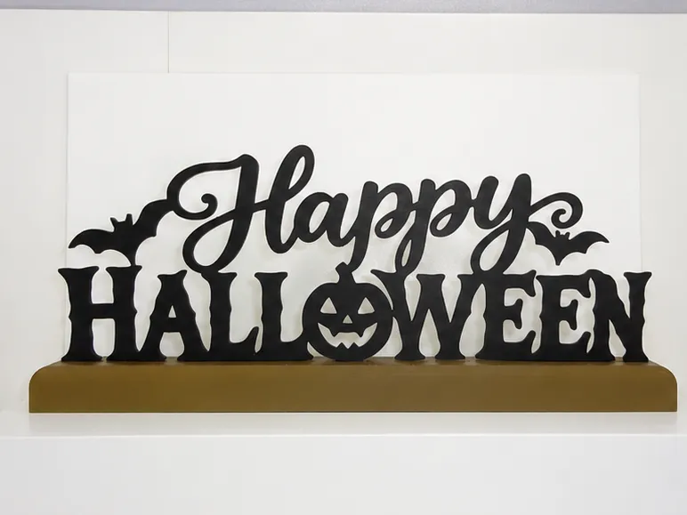 Happy Halloween Sign On Faux Wood Base !, photo 2 of 4 - Happy Halloween Sign On Faux Wood Base ! Household