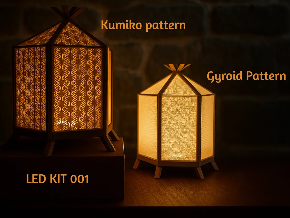 Gazebo Lamp, Kumiko & Gyroid Patterns - LEDKIT001