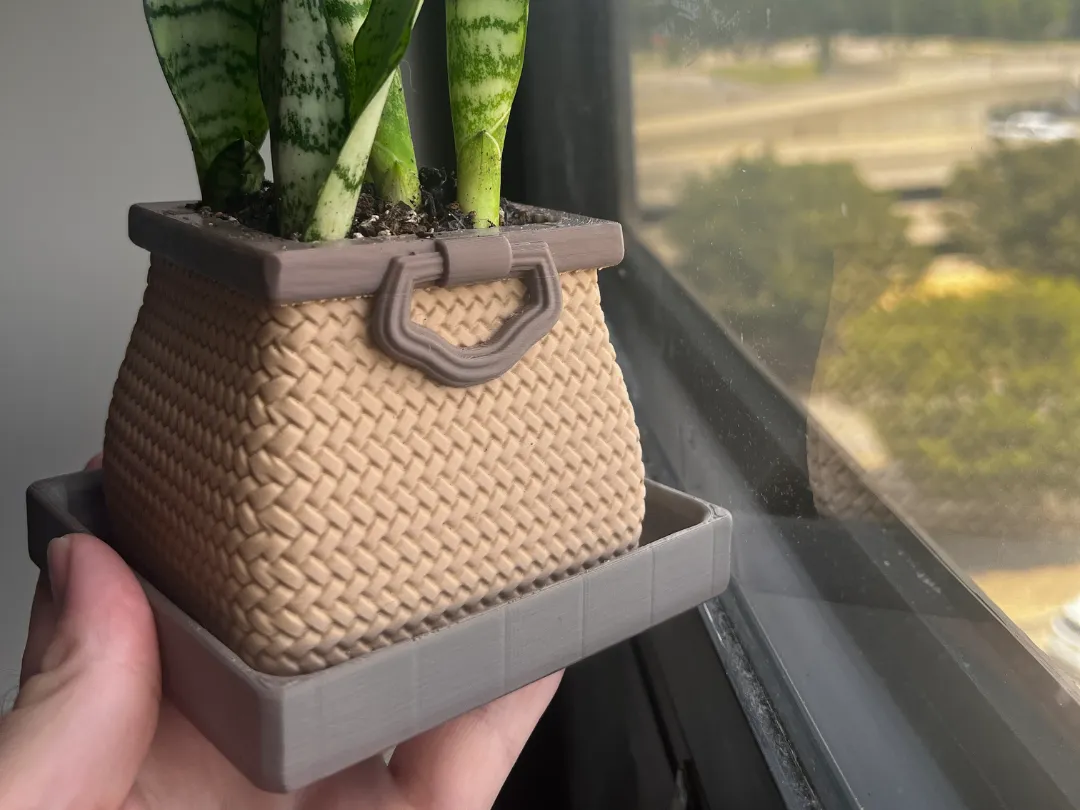 Woven Basket Planter with tray.