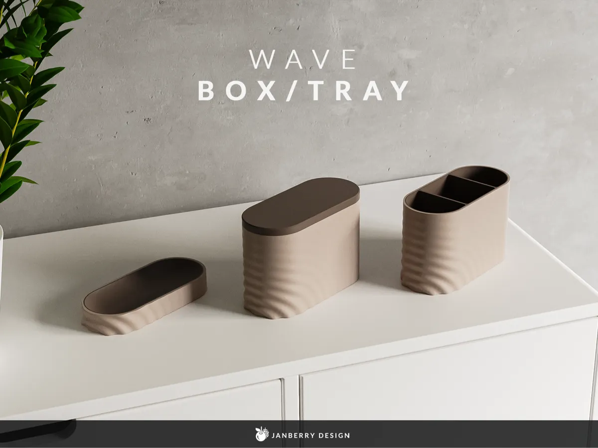 Wave Textured Storage Tray and Box