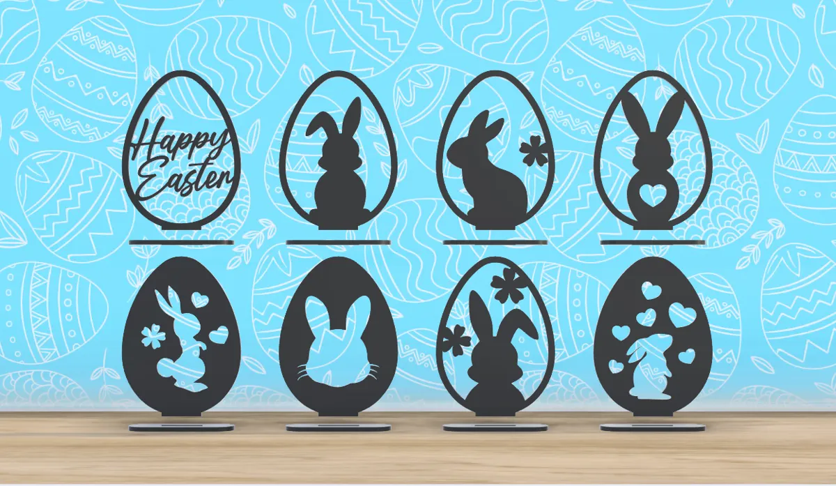 Easter - Easter Bunny Eggs - Shelf Decor With Stands