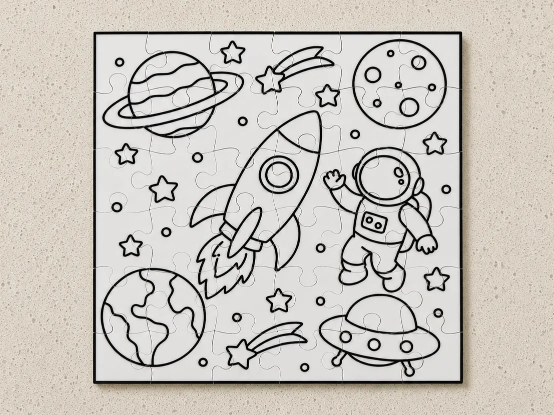 Space Coloring Puzzle & Storage Box
