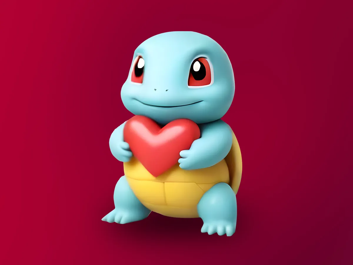 Pokemon Squirtle Figure Valentine's Edition - Love Hearts & Romantic Decor, in stock