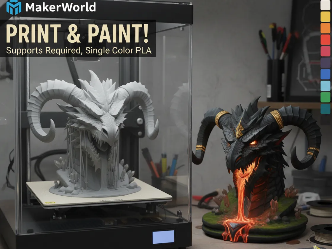 Eldritch Magma Drake - Epic Dragon Bust Statuette