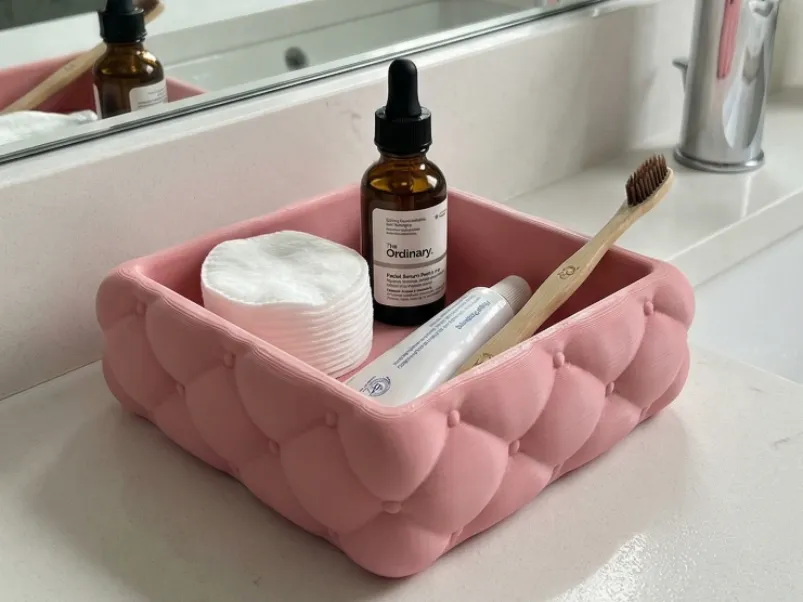 Modern Quilted Vanity Tray Bathroom Organizer