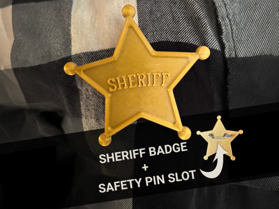Sheriff Badge with Safety Pin Slot Cutout