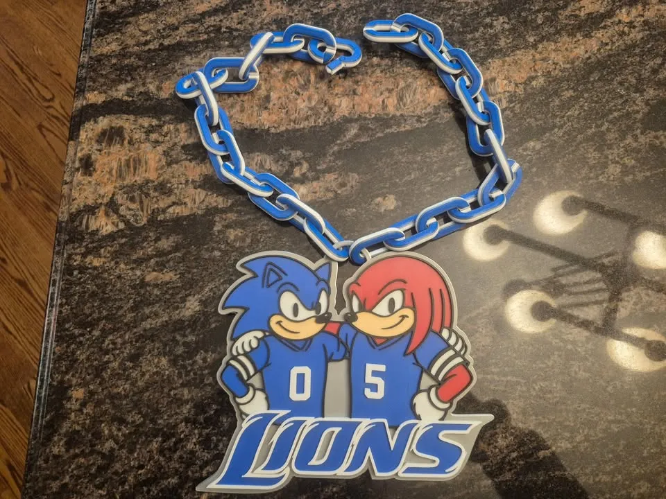 Sonic and Knuckles Detroit Lions turnover necklace, photo 4 of 4 - Sonic and Knuckles Detroit Lions turnover necklace Jewellery & Accessories
