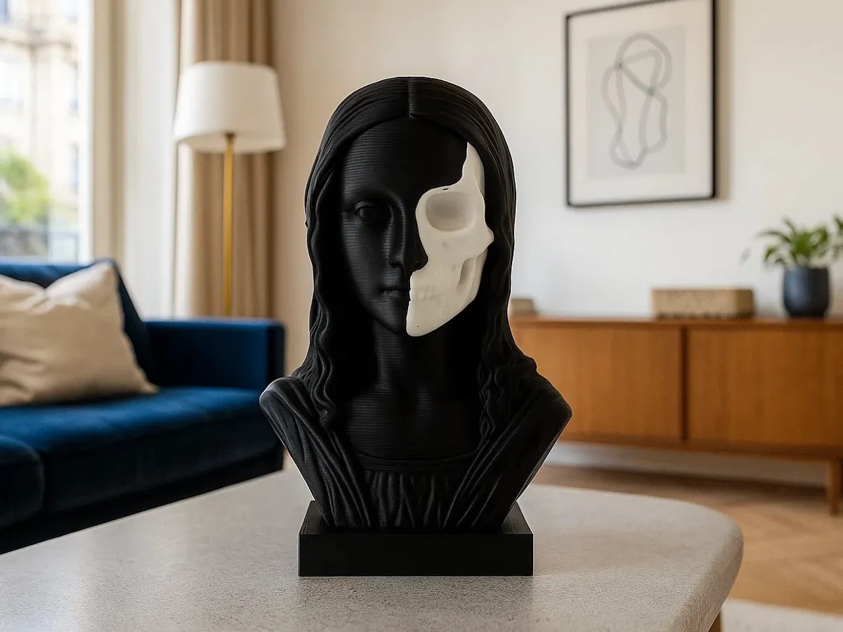 Mona Lisa Duality Sculpture, Bust with Skull
