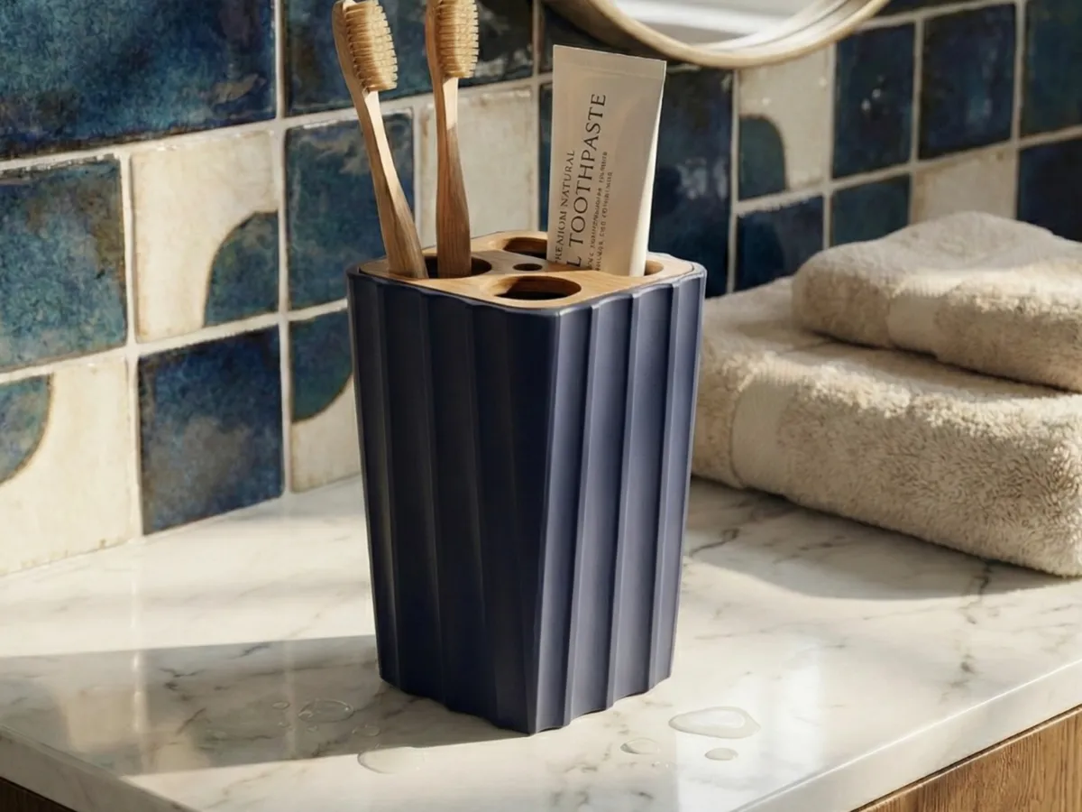Modern Fluted Toothbrush Holder Bathroom Organizer