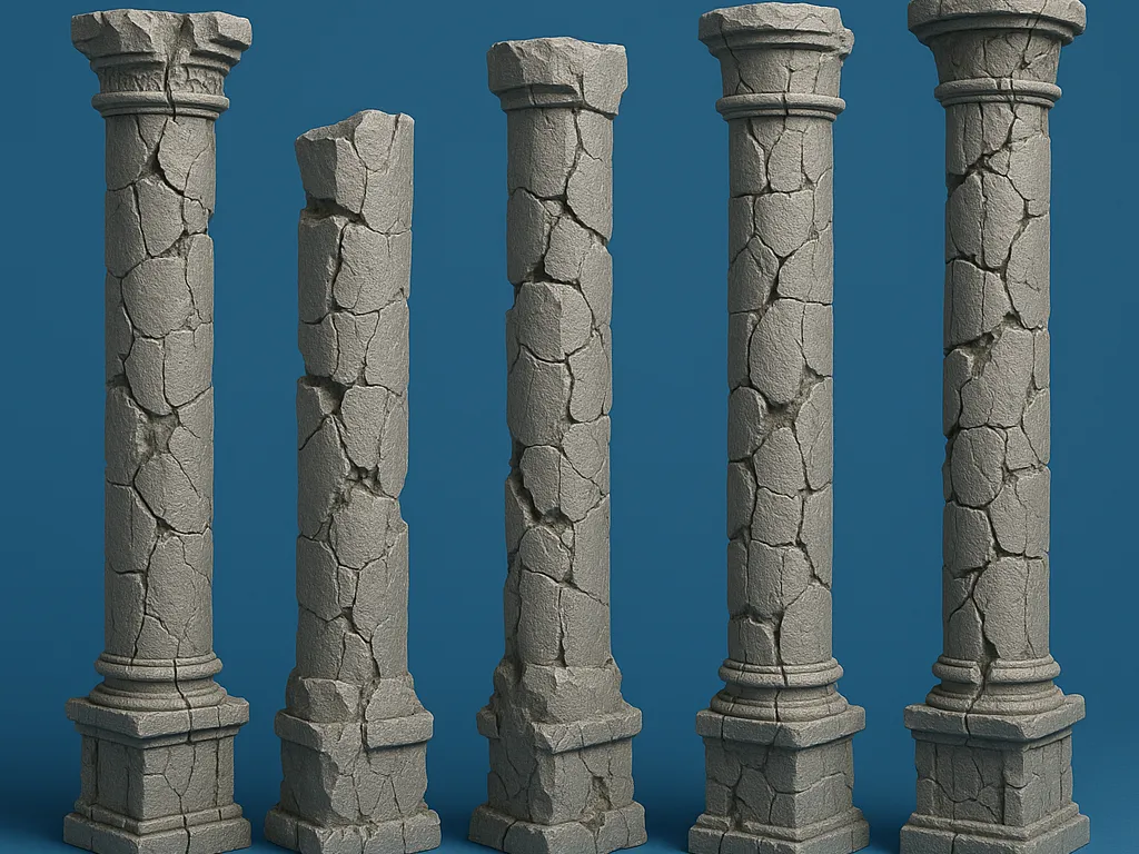 Ancient Ruined Stone Columns for DnD Terrain
