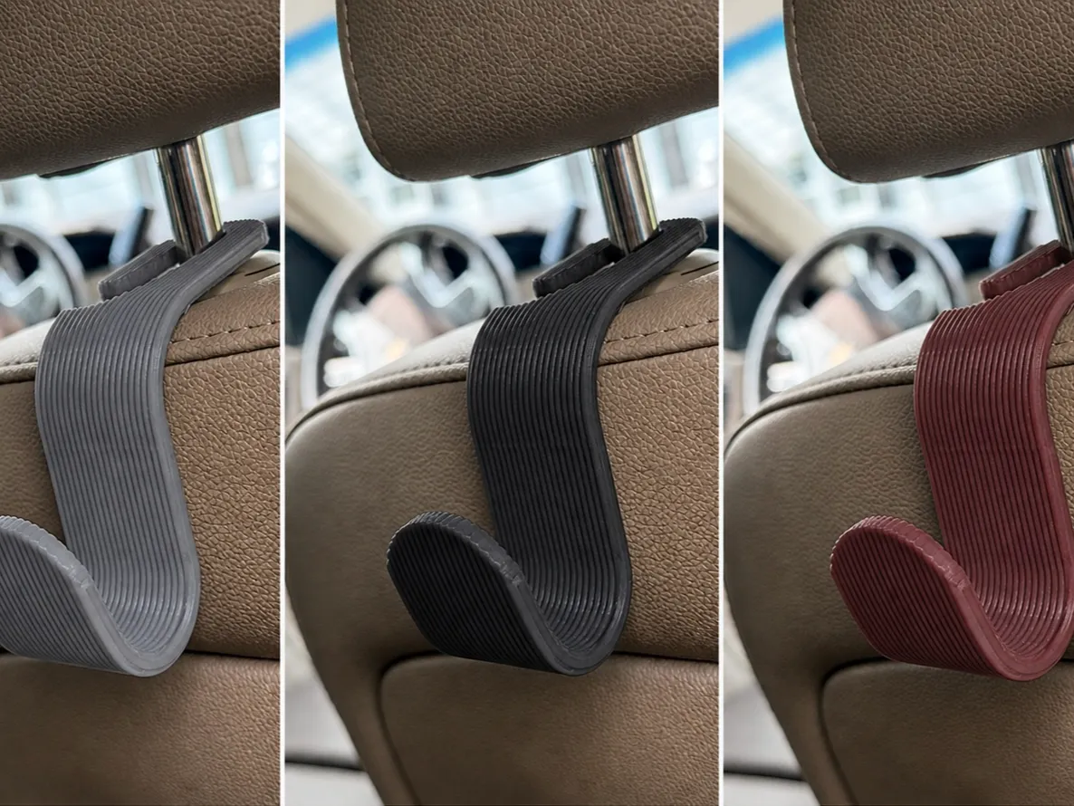 Ribbed Car Headrest Hook, Organizer Clip
