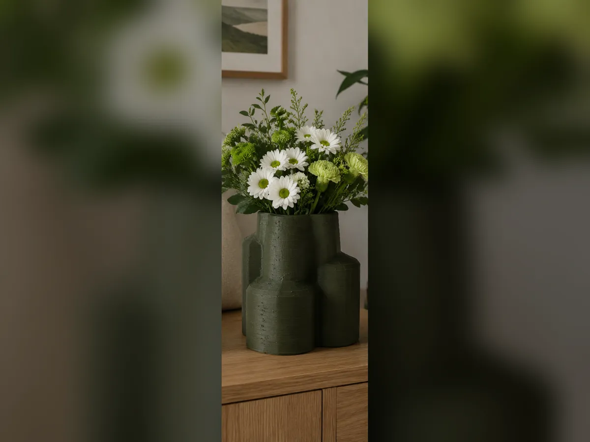 Moss Green Cluster Vase, photo 2 of 4 - Moss Green Cluster Vase Home Decor Items