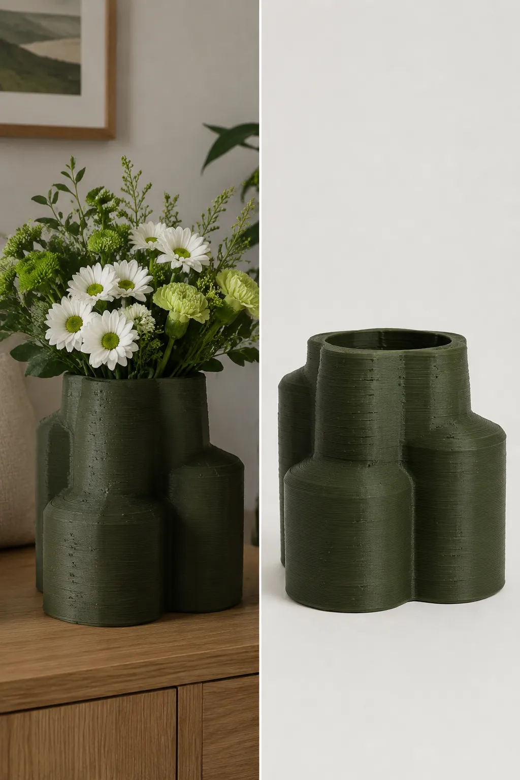 Moss Green Cluster Vase, photo 4 of 4 - Moss Green Cluster Vase Home Decor Items