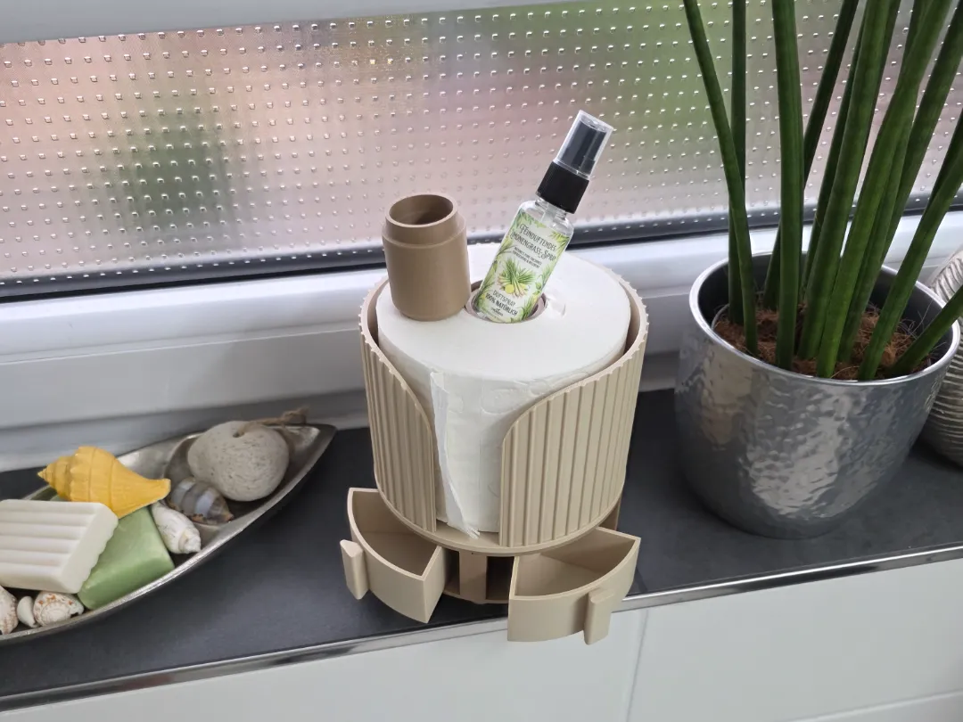 Fluted Bathroom Organizer & TP Roll Storage Hub - Home Accents, in stock in India