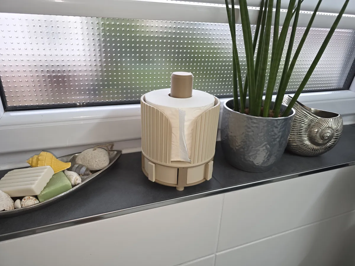 Fluted Bathroom Organizer & TP Roll Storage Hub, photo 2 of 4 - Fluted Bathroom Organizer & TP Roll Storage Hub Household